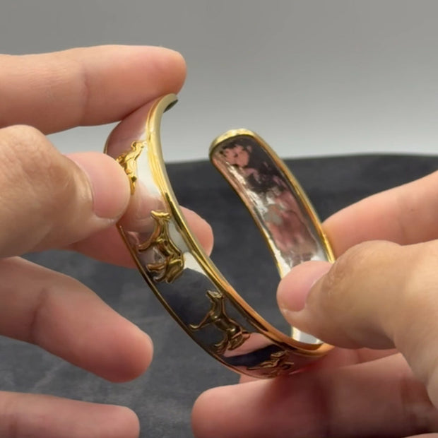 The Noble Friesian Horse Sterling Silver With 14K Gold Accent Cuff Bracelet MBA043