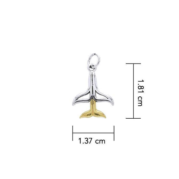 Whale Tail Silver and 14K Gold accent Charm MCM083 - Wholesale Jewelry