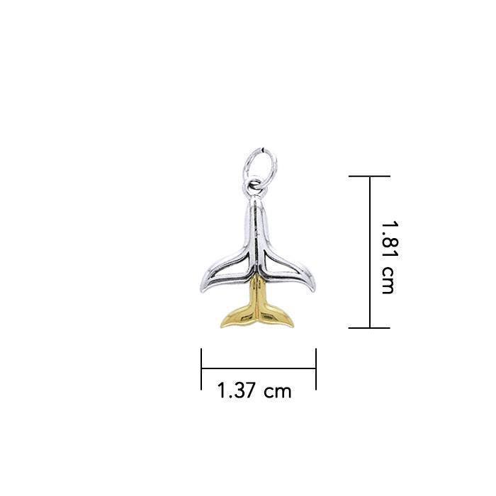 Whale Tail Silver and 14K Gold accent Charm MCM083 - Wholesale Jewelry