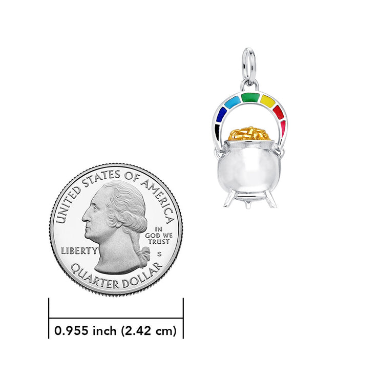 There’s magic in a rainbow pot of gold ~ Sterling Silver Goddess Danu Charm Jewelry with 14k Gold accent MCM153