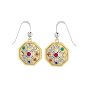 Chandra Moon Sterling Silver with 14KGold Accent Earrings With Gemstone MER1343