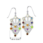 Kabbalah with Chakra Gemstone Sterling Silver and Gold Earrings MER1717