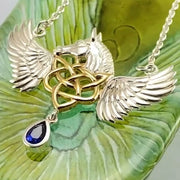 Celtic Pegasus Horse with Wing Silver and Gold Necklace MNC540
