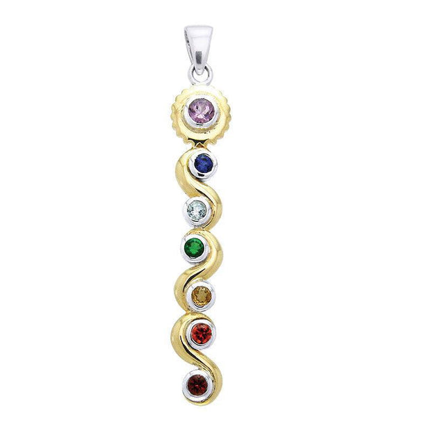 Silver and Gold Chakra Pendant with Performance Amulet MPD3599-PAT - peterstone.dropshipping