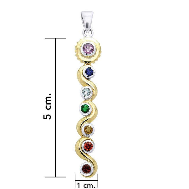 Silver and Gold Chakra Pendant with Performance Amulet MPD3599-PAT - peterstone.dropshipping