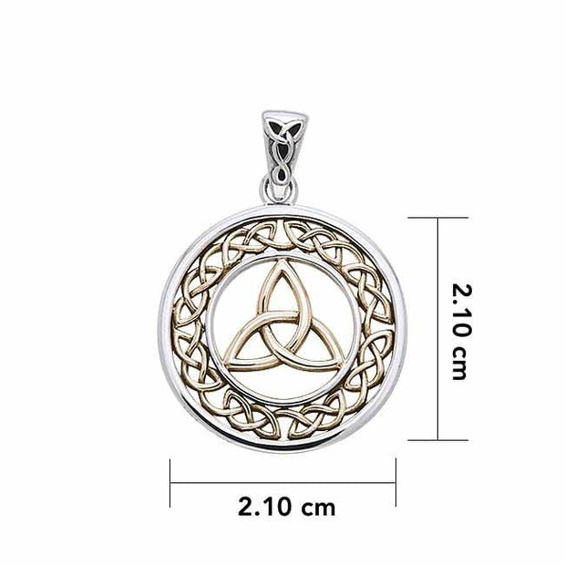 Trinity Knot Silver and 14K Gold Plated Pendant MPD711 - Wholesale Jewelry