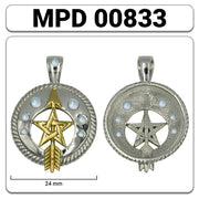 Pentagram silver with 18K Gold Accents Pendant With Gems MPD833