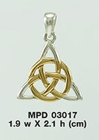 Celtic Triquetra Silver with 14K Gold Accent Pendant MPD3017