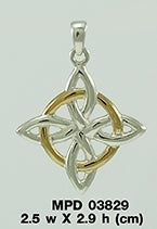Celtic Four-Point Silver with 14K Gold Accent Pendant MPD3829
