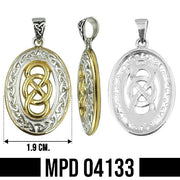 The present is eternal ~ Celtic Knotwork Sterling Silver Pendant Jewelry with Gold accent MPD4133 - Wholesale Jewelry