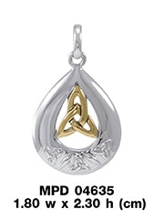 Teardrop shape & Trinity Knot Silver with 14K Gold Accent Pendant MPD4635