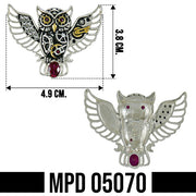 Steampunk Owl Silver and 14K Gold Accent Pendant with Gemstone MPD5070