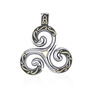 Celtic Triskele Silver and Gold Accent Pendant MPD1818