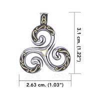 Celtic Triskele Silver and Gold Accent Pendant MPD1818