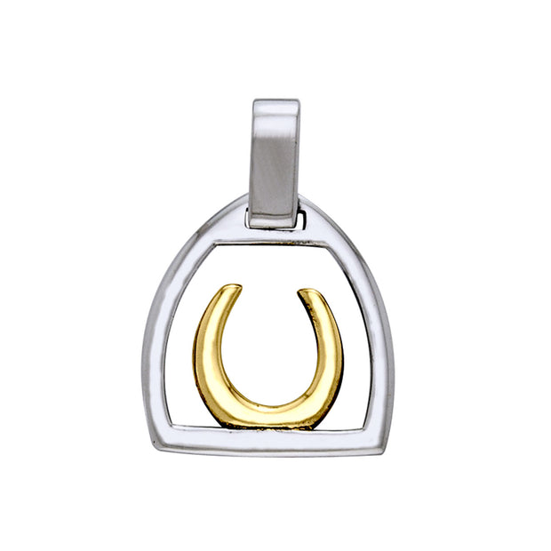 Horseshoe Stirrup Silver with 14k gold accents Pendant MPD2249