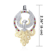 Majestic Phoenix Silver and 14K Gold Accent Pendant MPD2916 - Wholesale Jewelry
