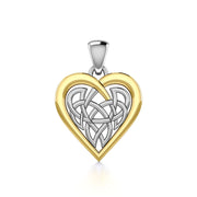 Celtic Knot Heart Sterling Silver and 14K Gold Accent Pendant MPD3015
