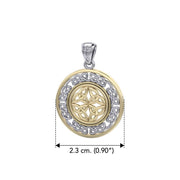 When gold shines through eternity ~ Celtic Knotwork Sterling Silver Pendant Jewelry with 14K Gold accent MPD3035