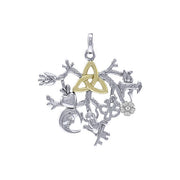 Behold the Presence of the Captivating Cimaruta Silver with 14K Gold Accent Pendant MPD3135