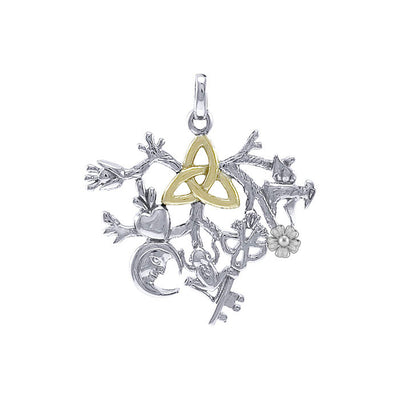Behold the Presence of the Captivating Cimaruta Silver with 14K Gold Accent Pendant MPD3135