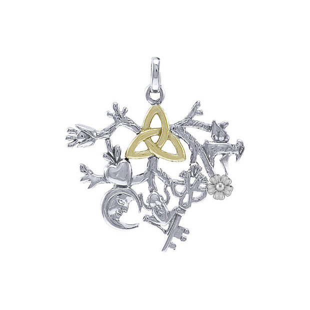 Behold the Presence of the Captivating Cimaruta Silver with 14K Gold Accent Pendant MPD3135
