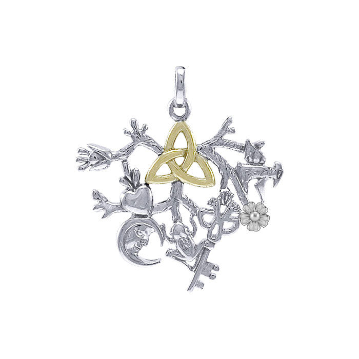 Behold the Presence of the Captivating Cimaruta Silver with 14K Gold Accent Pendant MPD3135