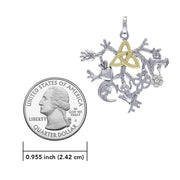 Behold the Presence of the Captivating Cimaruta Silver with 14K Gold Accent Pendant MPD3135