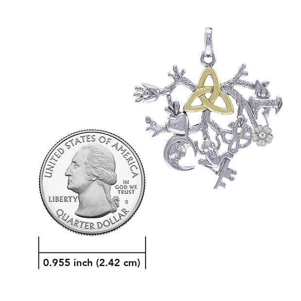Behold the Presence of the Captivating Cimaruta Silver with 14K Gold Accent Pendant MPD3135
