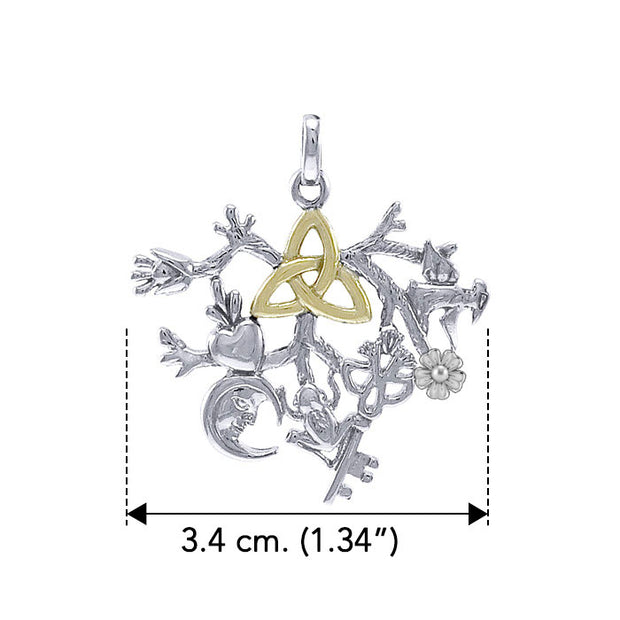 Behold the Presence of the Captivating Cimaruta Silver with 14K Gold Accent Pendant MPD3135