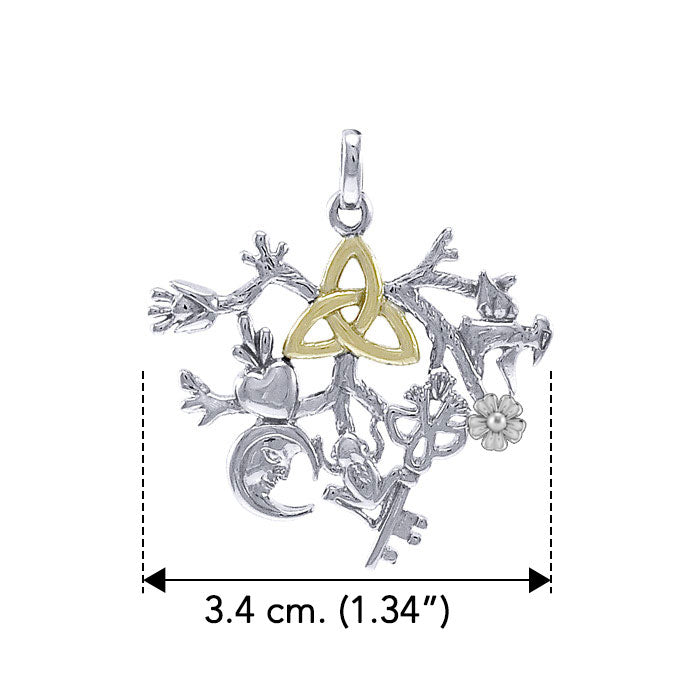 Behold the Presence of the Captivating Cimaruta Silver with 14K Gold Accent Pendant MPD3135