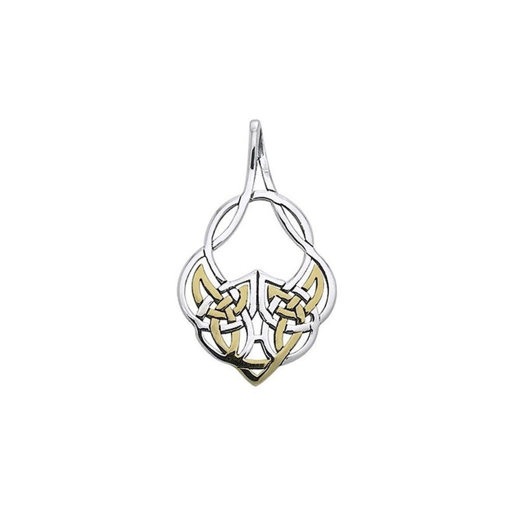 Modern Celtic Silver with 14k Gold accent Pendant MPD3547 - Wholesale Jewelry