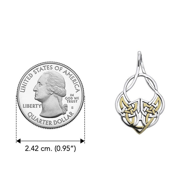 Modern Celtic Silver with 14k Gold accent Pendant MPD3547 - Wholesale Jewelry