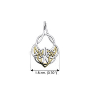 Modern Celtic Silver with 14k Gold accent Pendant MPD3547 - Wholesale Jewelry