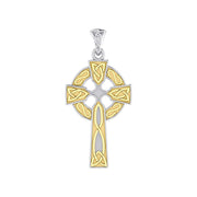 Celtic Cross Sterling Silver with Gold Accent Pendant MPD3826 - Wholesale Jewelry