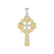 Celtic Cross Sterling Silver with Gold Accent  Pendant MPD3826