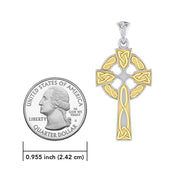 Celtic Cross Sterling Silver with Gold Accent Pendant MPD3826 - Wholesale Jewelry