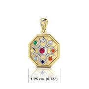 Chandra Moon Silver and Gold Accent with Gemstone Pendant MPD3845 - Wholesale Jewelry