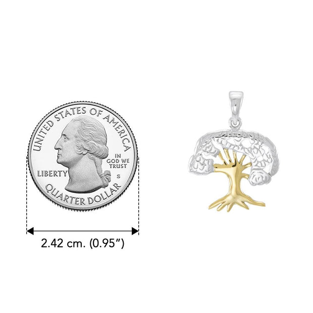 Tree of Life Silver with 14K gold Accents Pendant MPD3915