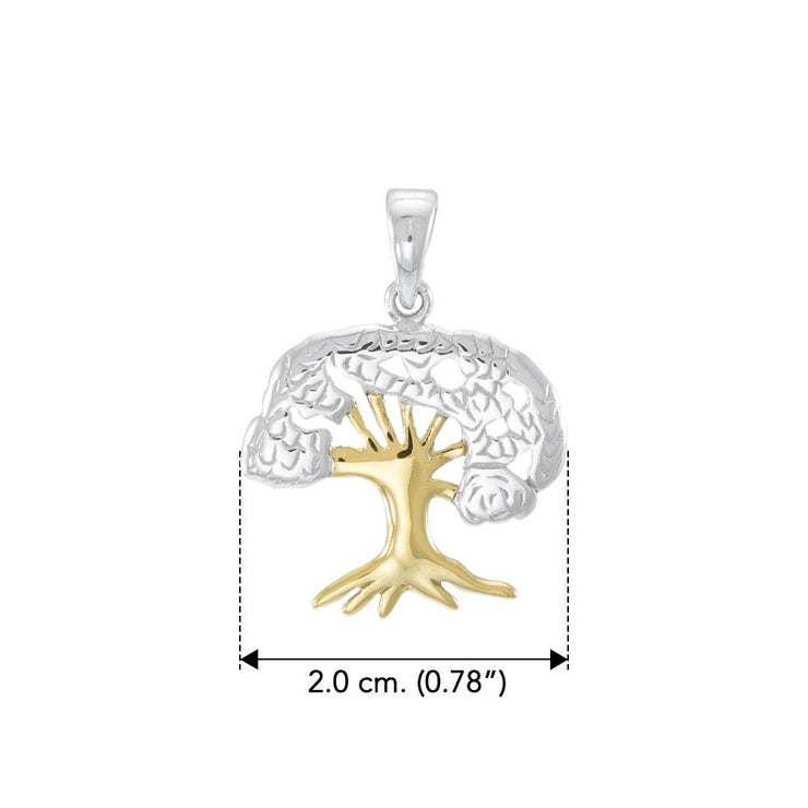 Tree of Life Silver with 14K gold Accents Pendant MPD3915 - Wholesale Jewelry