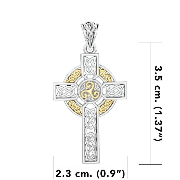 Celtic Cross Sterling Silver with Gold Accent Pendant MPD3969 - Wholesale Jewelry