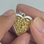 Celtic Heart Aroma Silver and 14K Gold Accent Locket Pendant MPD5040