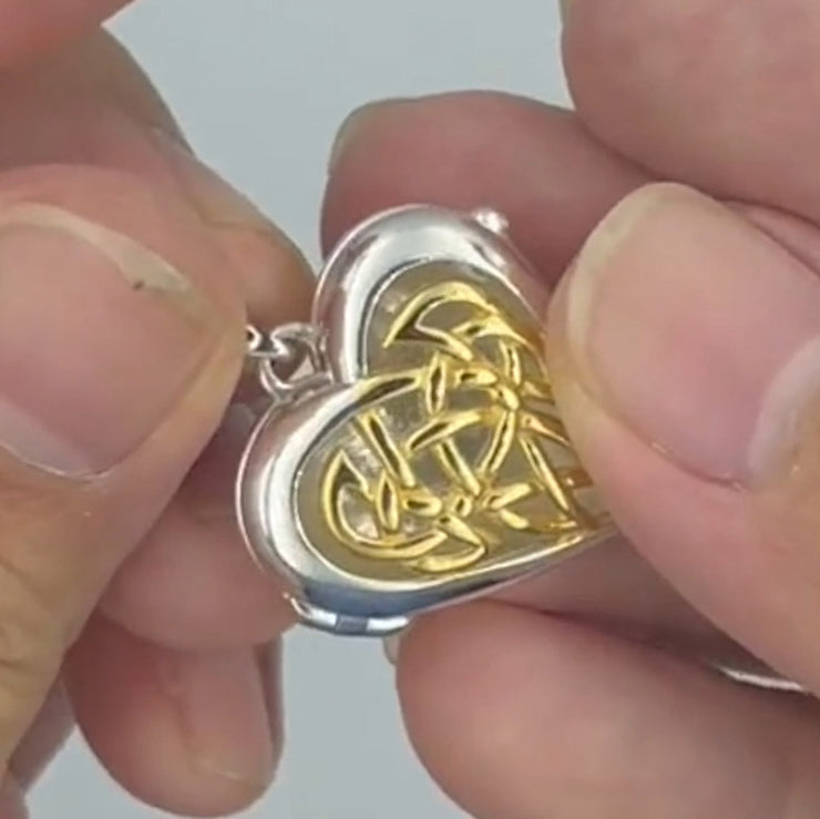 Celtic Heart Aroma Silver and 14K Gold Accent Locket Pendant MPD5040