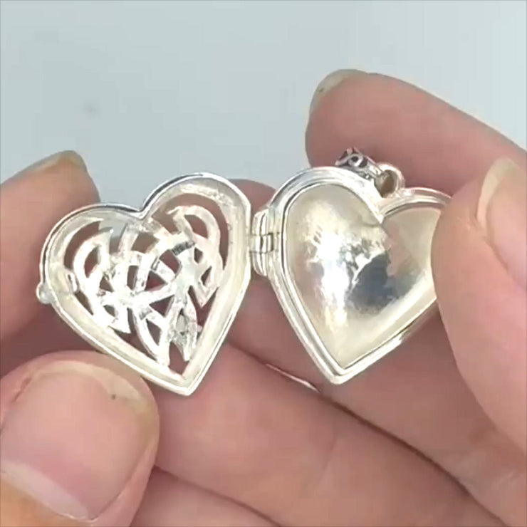 Celtic Heart Aroma Silver and 14K Gold Accent Locket Pendant MPD5040