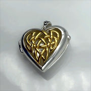 Celtic Heart Aroma Silver and 14K Gold Accent Locket Pendant MPD5040