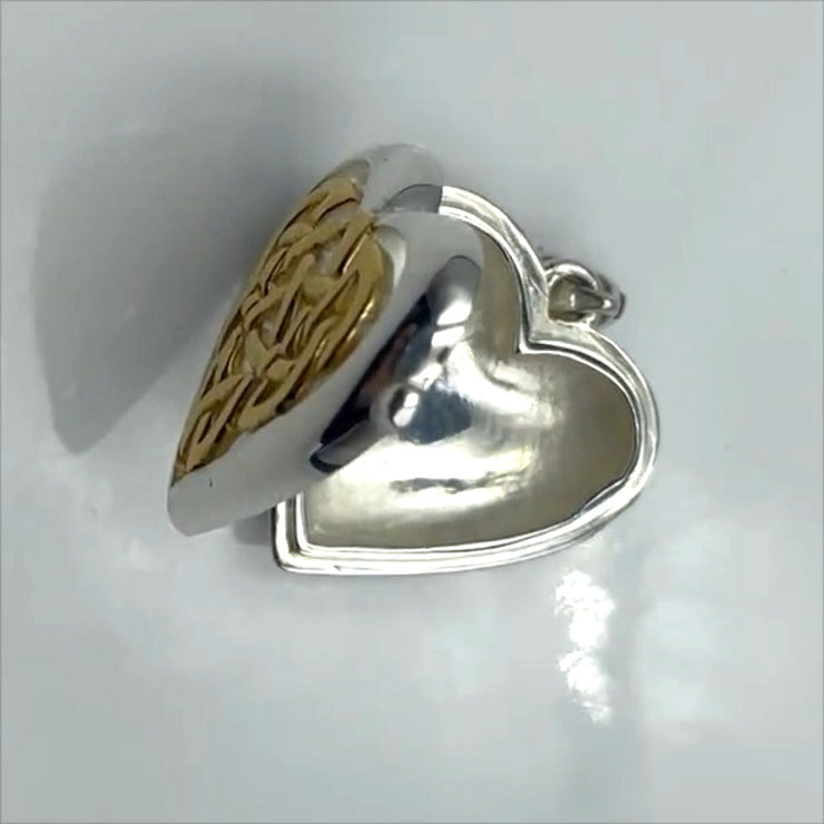 Celtic Heart Aroma Silver and 14K Gold Accent Locket Pendant MPD5040