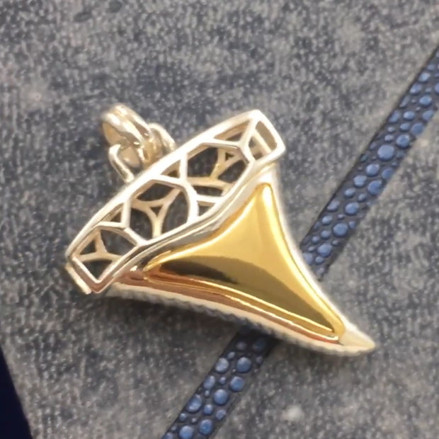 Window to Universe Shark Tooth Silver and 14k gold accents  Pendant MPD5047