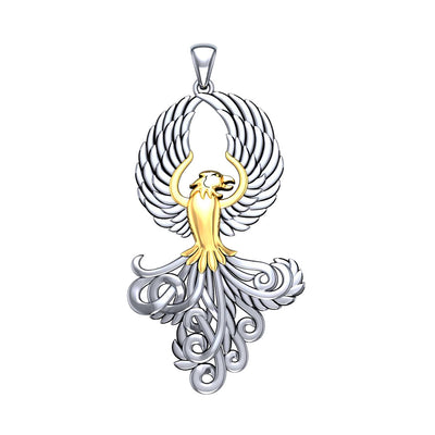 Majestic Phoenix Silver and Gold Accent Pendant MPD5071