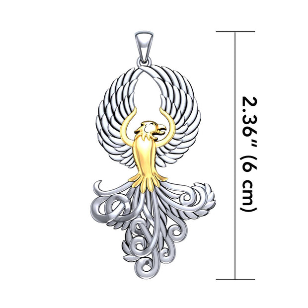 Majestic Phoenix Silver and Gold Accent Pendant MPD5071