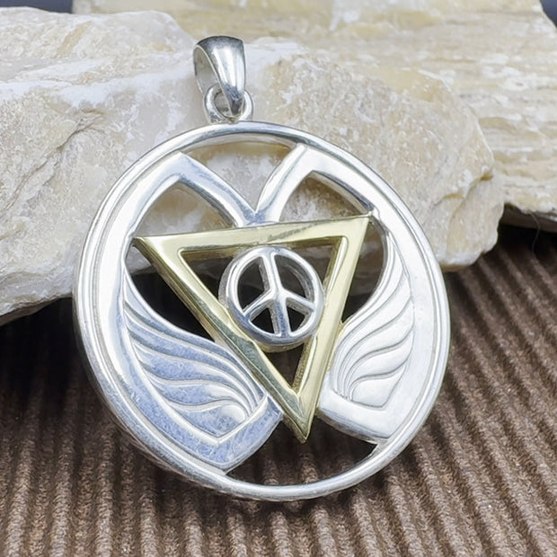 Peace of Feminine Power Silver and Gold Accent Pendant MPD5133