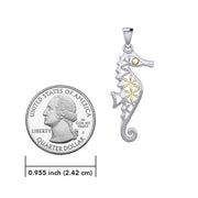 Silver and Gold Accent Flower of Life Seahorse Pendant MPD5299